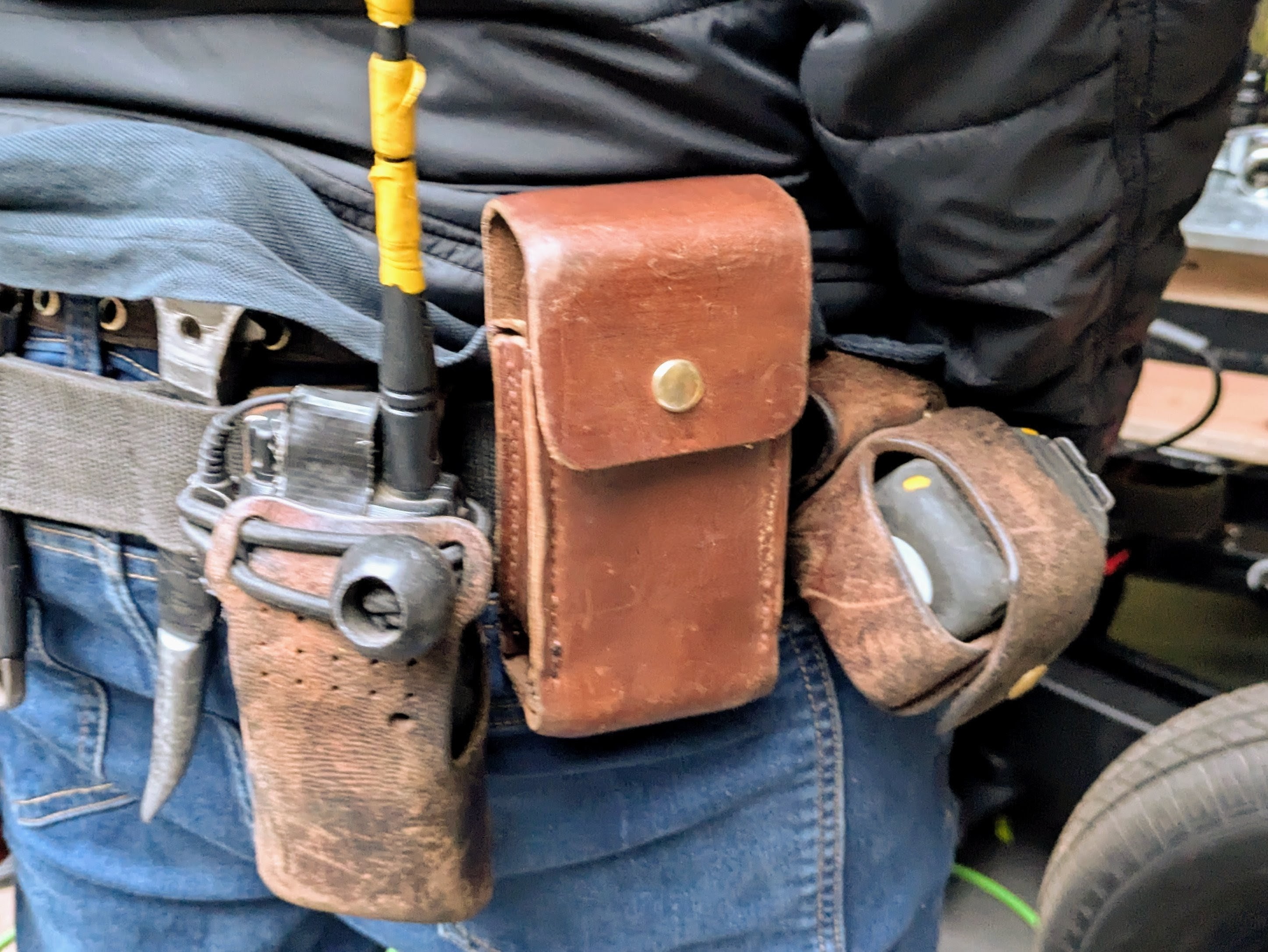 Key grip with pouch.