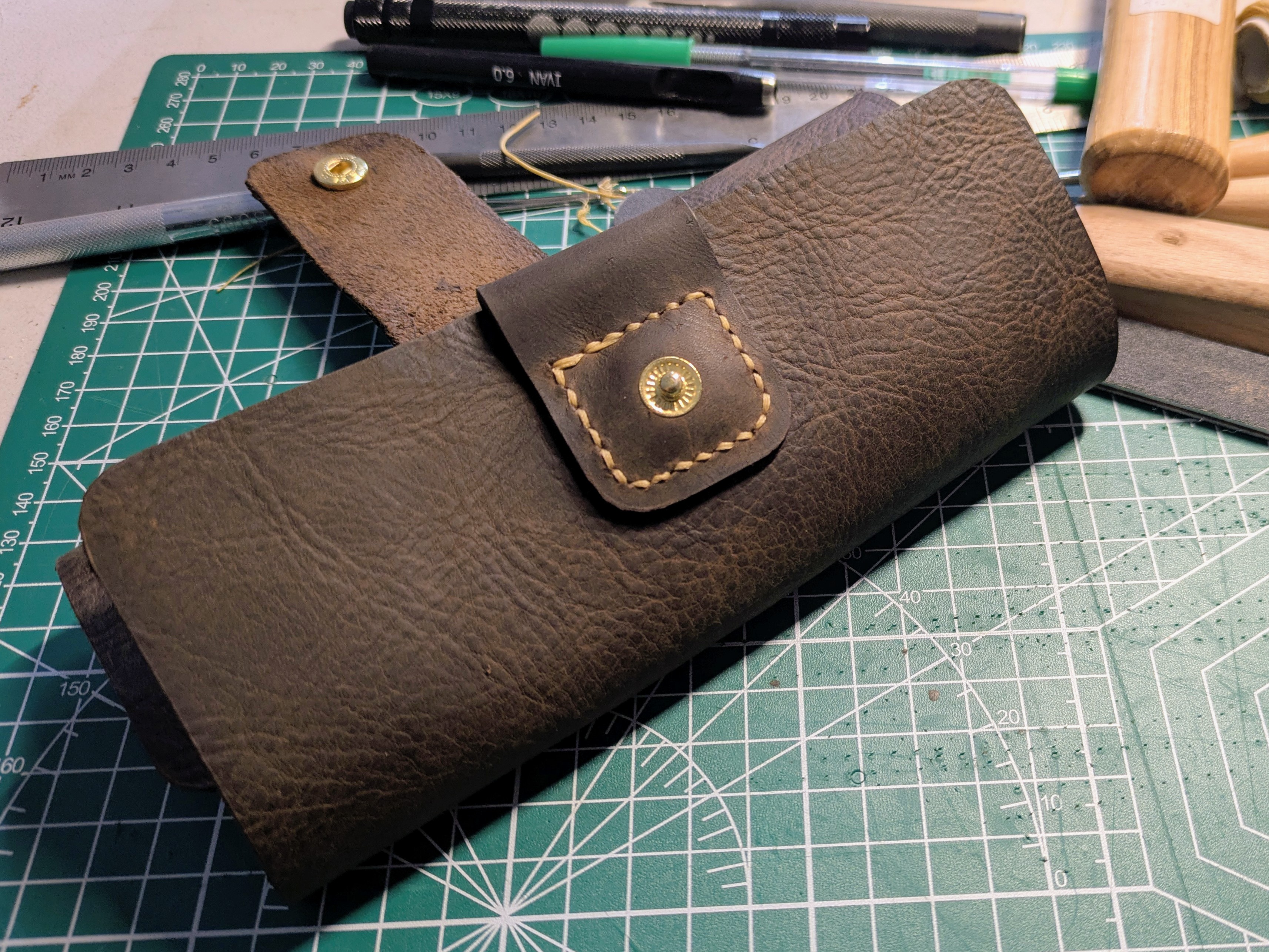 Leather pouch for sides.